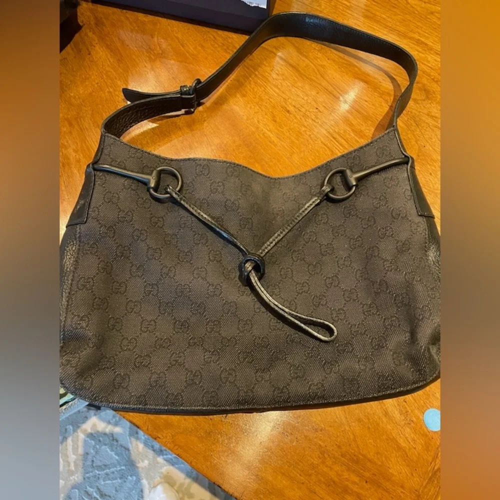 VINTAGE Gucci Black Denim Bag - Picture 2 of 6